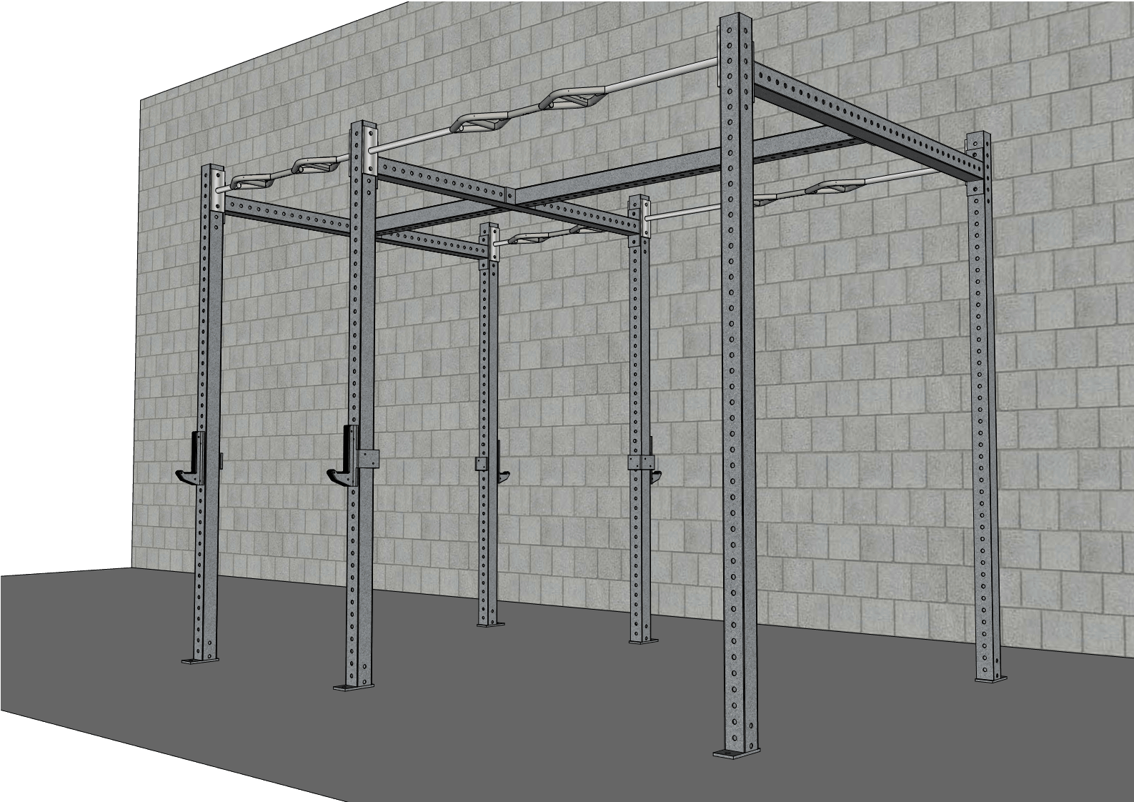 TGrip Commercial 10' Rig - 3x3 Steel - Functional Multi-Grip Pull-Up - Sandwich Style J-Hooks