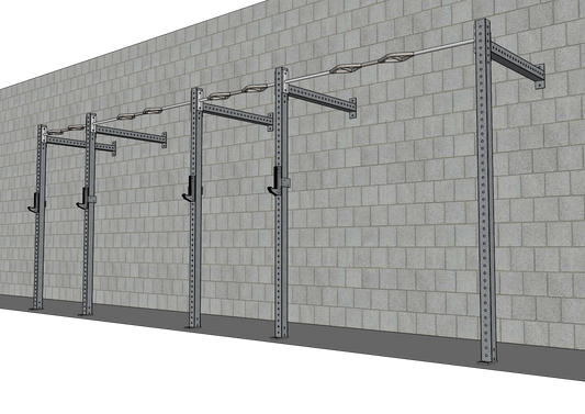 TGrip Commercial 20' Wall Mount Rig - 3x3 Steel - Functional Multi-Grip Pull-Up - Sandwich Style J-Hooks