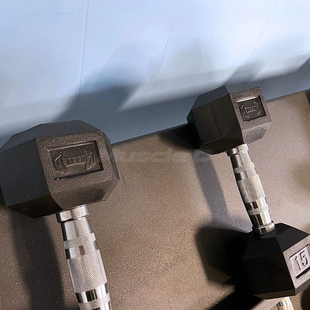 Juego de mancuernas hexagonales de goma