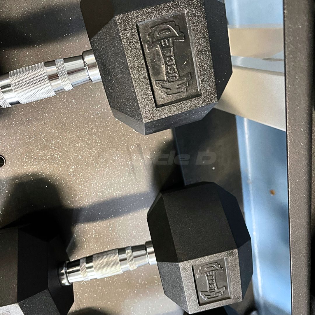 Juego de mancuernas hexagonales de goma