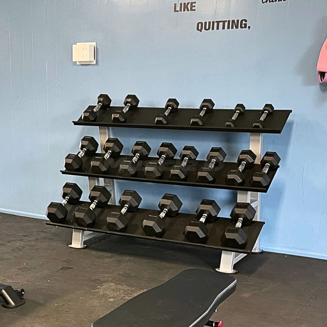 Juego de mancuernas hexagonales de goma