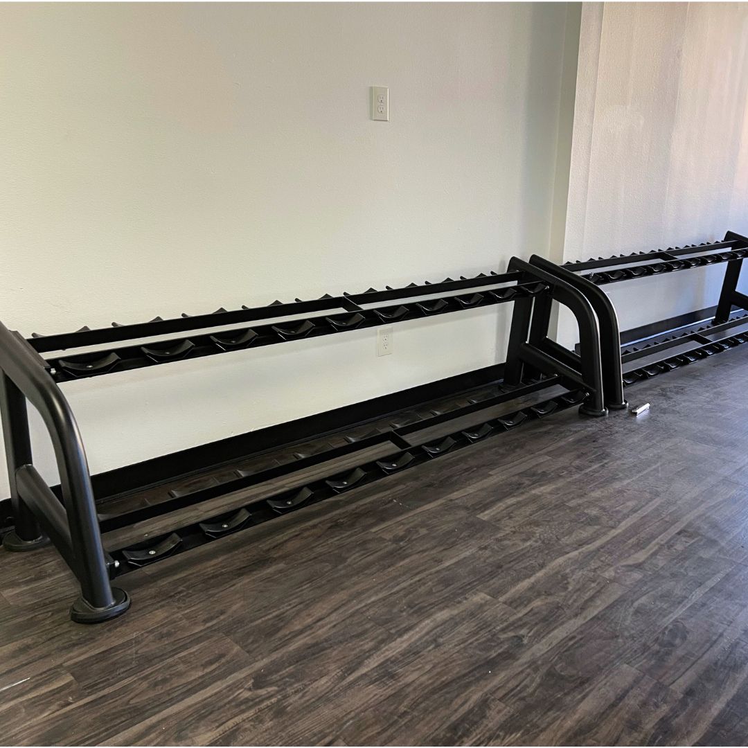 black two tier ten pairs dumbbell rack