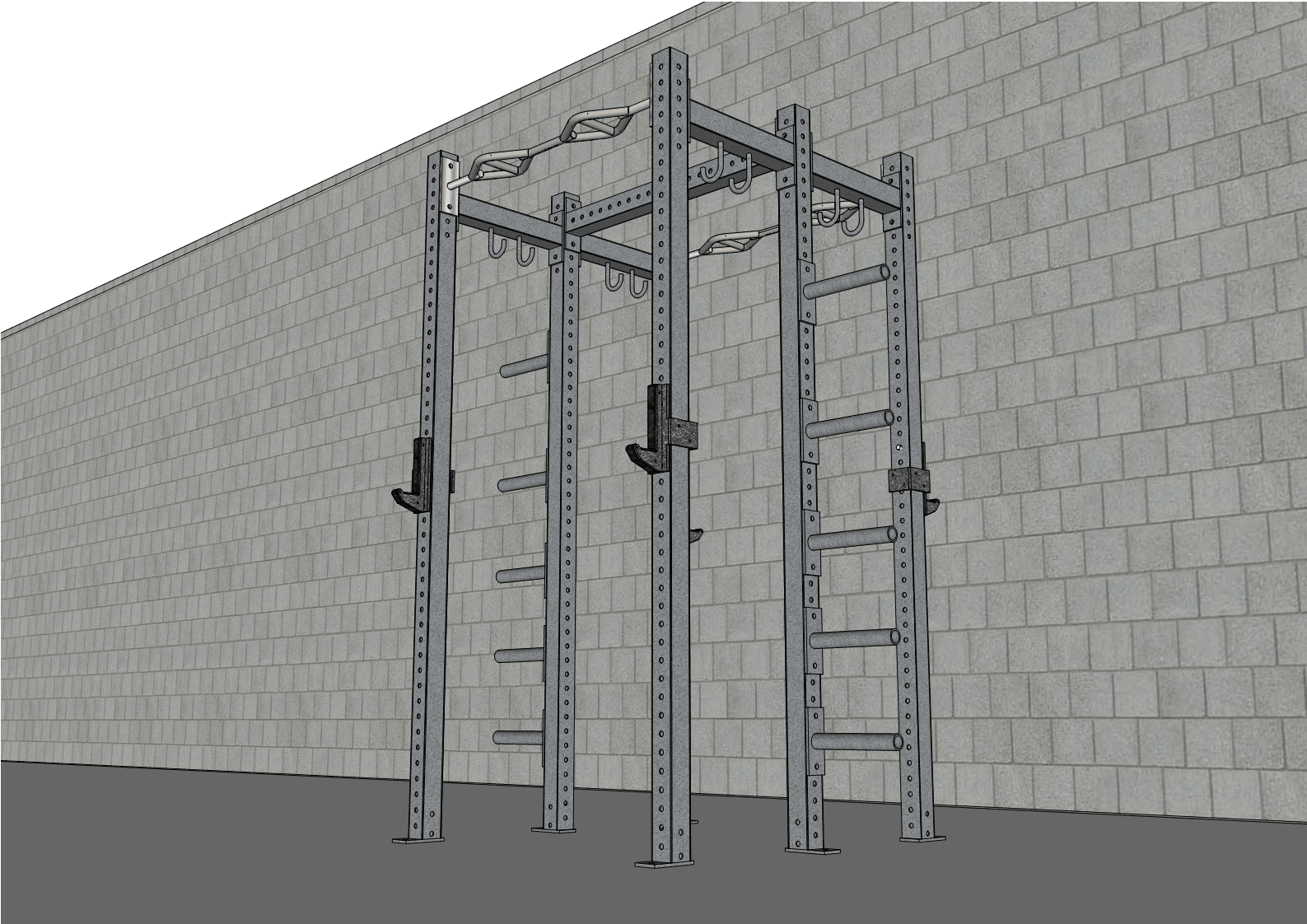 TGrip Commercial Double Half Rack - 3x3 Steel - Functional Multi-Grip Pull-Up - Integrated Plate Storage - J-Hooks