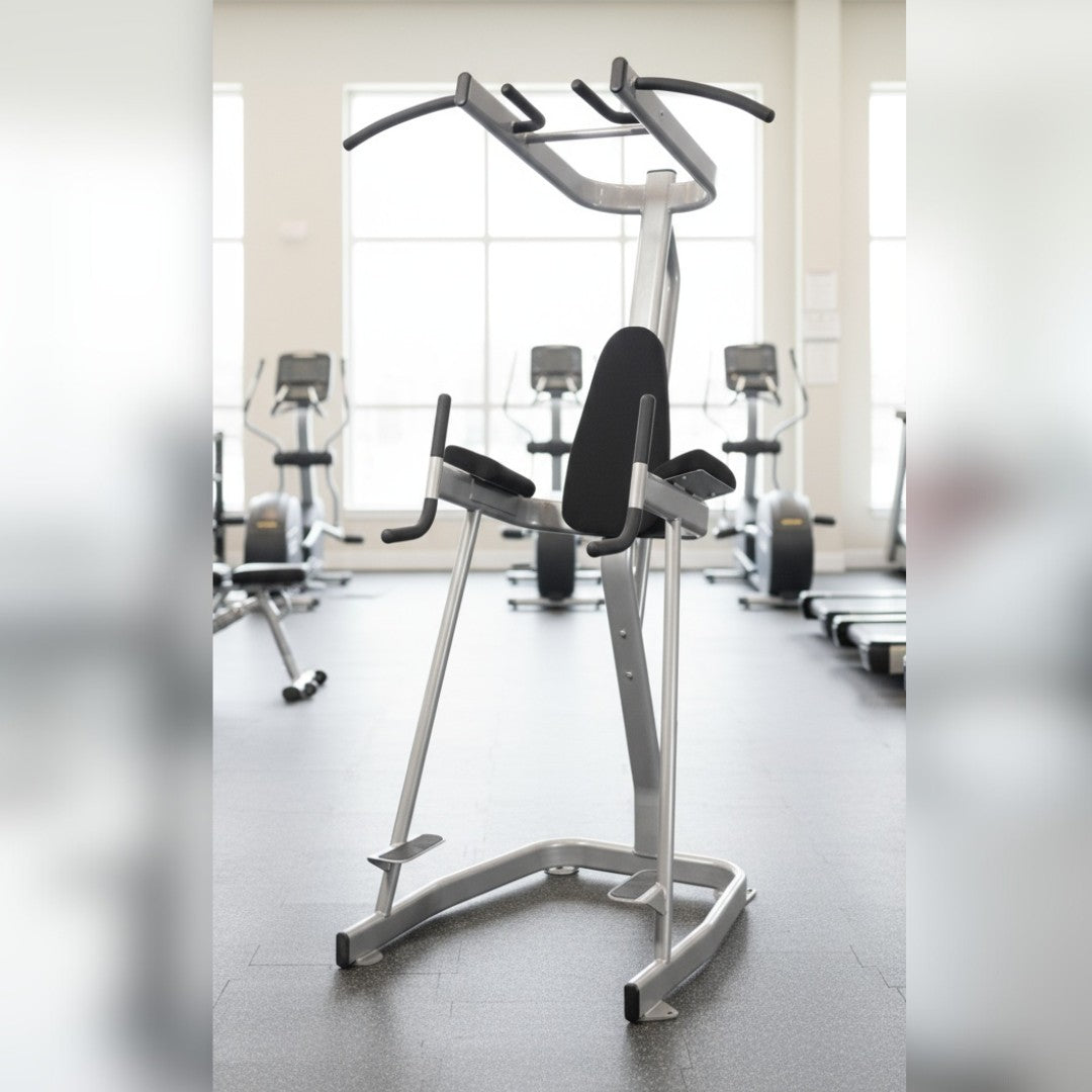 Elevación vertical de rodillas con estación de dominadas