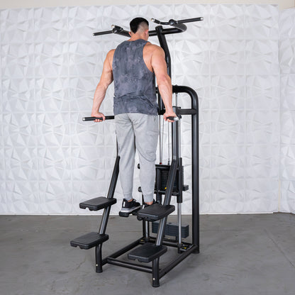 Vogue Assisted Chin/Dip - Muscle D Fitness - Adjustable - Pin Selectorized - Back Tricep Combo