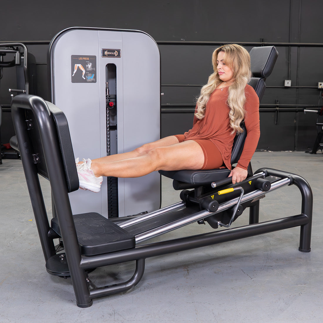 Vogue Leg Press - Muscle D Fitness - Adjustable Seat - Pin Selectorized - Quads Glutes Calf Workout