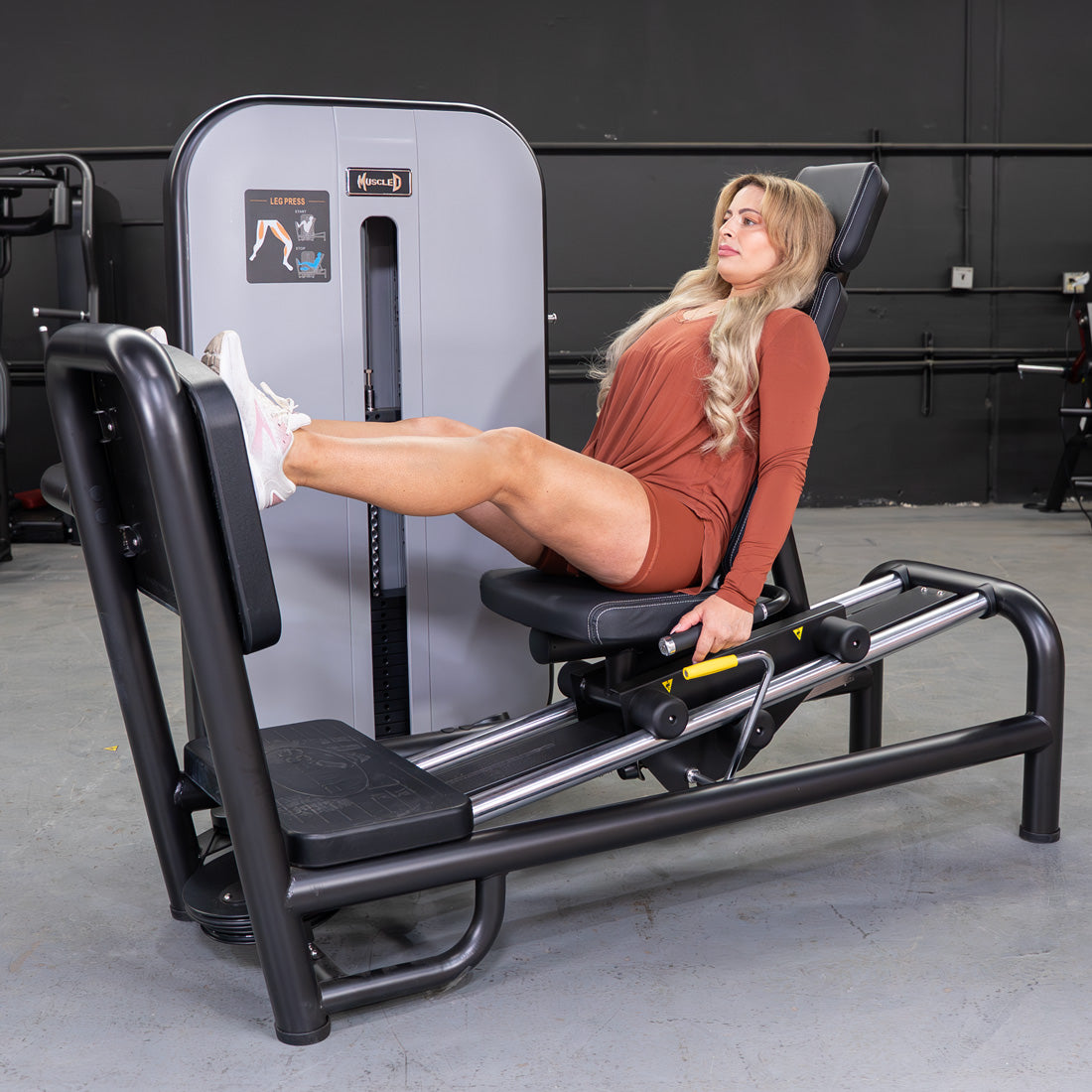 Vogue Leg Press - Muscle D Fitness - Adjustable Seat - Pin Selectorized - Quads Glutes Calf Workout