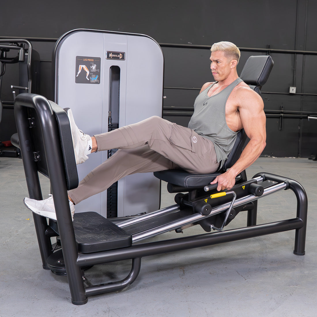 Vogue Leg Press - Muscle D Fitness - Adjustable Seat - Pin Selectorized - Quads Glutes Calf Workout