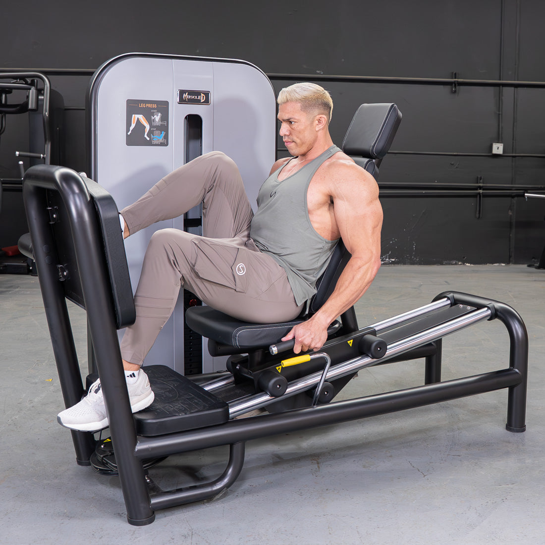 Vogue Leg Press - Muscle D Fitness - Adjustable Seat - Pin Selectorized - Quads Glutes Calf Workout