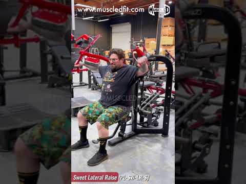 black and red commercial plate loaded side lateral raise machine video