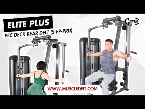 black and silver commercial selectorized pec deck rear delt machine product demonstration video