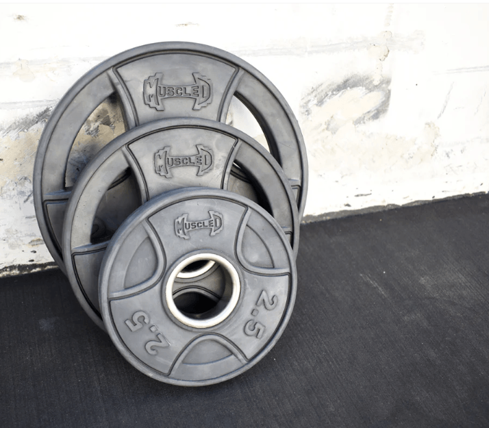 7' Hard Chrome Triple Bearing Olympic Bar and Bumper Plate Set