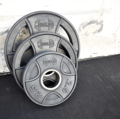 7' Hard Chrome Triple Bearing Olympic Bar and Bumper Plate Set